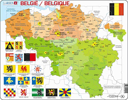 Larsen K59 Belgien Politische Karte, Mehrsprachig (Niederländisch/Französisch) Ausgabe, Rahmenpuzzle mit 48 Teilen von Larsen