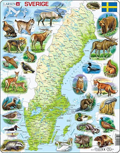 Larsen K6 Physikalische Karte Schweden, Schwedisch Ausgabe, Rahmenpuzzle mit 71 Teilen Larsen K6 Physikalische Karte Schweden, Schwedisch Ausgabe, Rahmenpuzzle mit 71 Teilen von Larsen