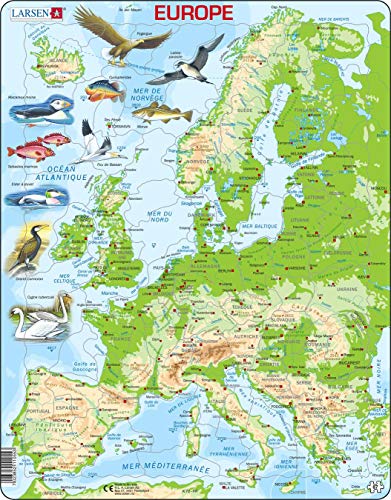 Larsen K70 Europa physische Karte, Französisch Ausgabe, Rahmenpuzzle mit 87 Teilen von Larsen