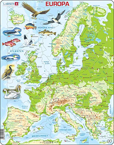 Larsen K70 Europa physische Karte, Schwedisch Ausgabe, Rahmenpuzzle mit 87 Teilen von Larsen