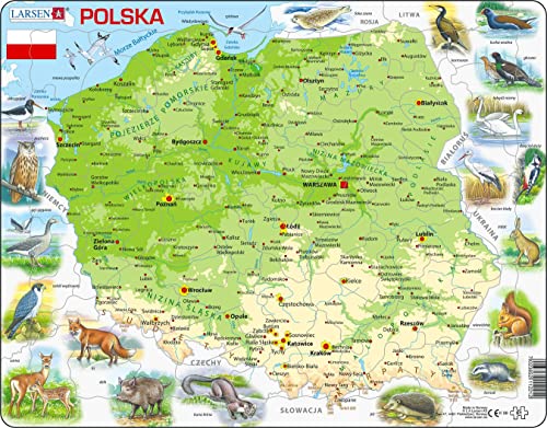 Larsen K98 Polnische physische Karte, Polnisch Ausgabe, Rahmenpuzzle mit 61 Teilen von Larsen