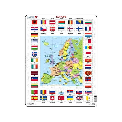 Larsen KL1 Flaggen und politische Landkarte Europas, Englisch Ausgabe, Rahmenpuzzle mit 70 Teilen Larsen KL1 Flaggen und politische Landkarte Europas, Englisch Ausgabe, Rahmenpuzzle mit 70 Teilen von Larsen