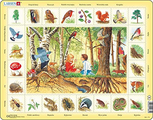 Larsen NA4 Natur-Puzzle: Wald, Polnisch Ausgabe, Rahmenpuzzle mit 48 Teilen von Larsen