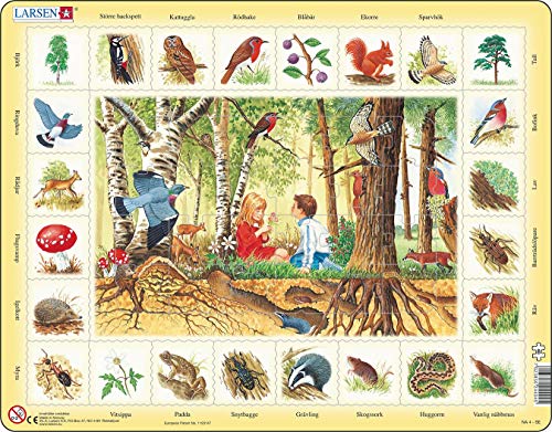Larsen NA4 Natur-Puzzle: Wald, Schwedisch Ausgabe, Rahmenpuzzle mit 48 Teilen von Larsen