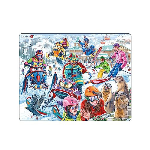 Larsen PG8 Murmeltiere, schnelle Schneemobile und Fliegende Snowboarder, Rahmenpuzzle mit 57 Teilen von Larsen