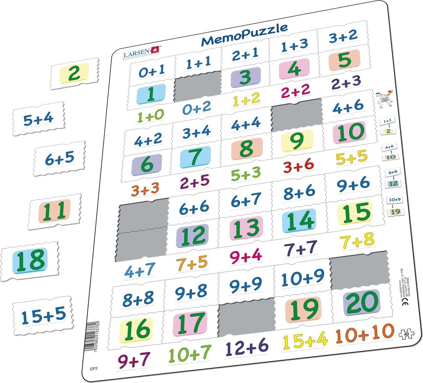 Larsen Plusrechnen 0-20 Memo-Puzzle, 40 Teile von Larsen