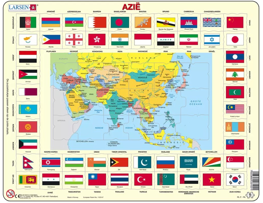 Larsen Rahmenpuzzle - Asien (auf Niederländisch) 70 Teile Puzzle Larsen-KL2-NL von Larsen