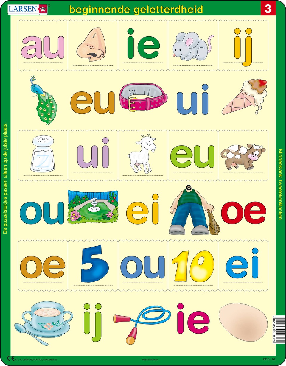 Larsen Rahmenpuzzle - Beginnende geletterdheid 3 (auf Niederländisch) 15 Teile Puzzle Larsen-SC3-NL von Larsen