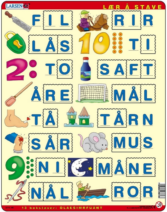 Larsen Rahmenpuzzle - Buchstabieren lernen 2 (auf Norwegisch) 23 Teile Puzzle Larsen-LS16 von Larsen