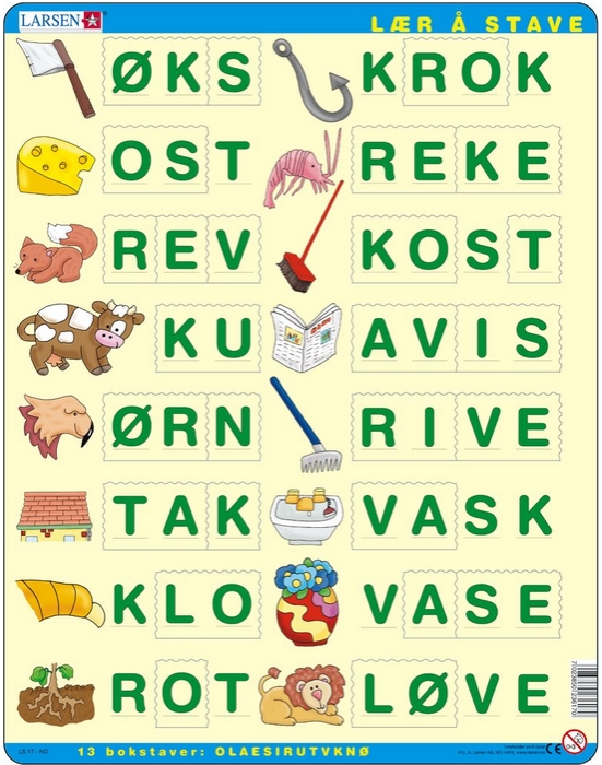 Larsen Rahmenpuzzle - Buchstabieren lernen 3 (auf Norwegisch) 26 Teile Puzzle Larsen-LS17 von Larsen