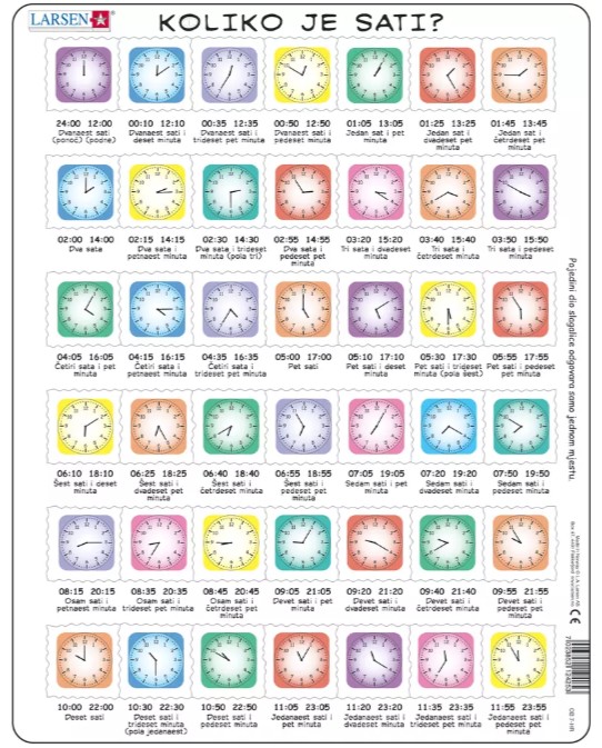 Larsen Rahmenpuzzle - Clock-Puzzle (auf Kroatisch) 42 Teile Puzzle Larsen-OB7-HR von Larsen