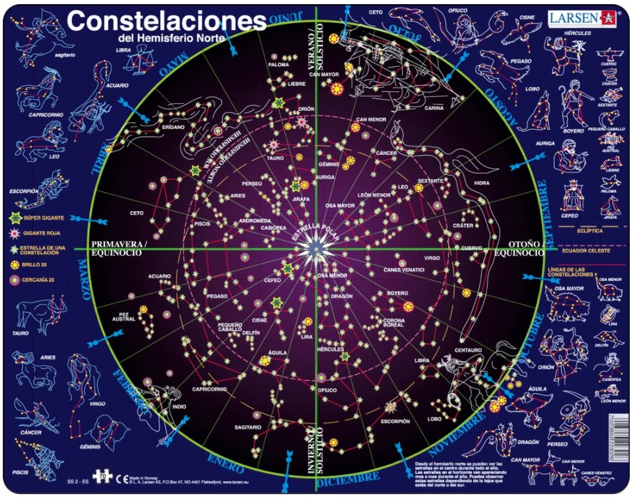 Larsen Rahmenpuzzle - Constelaciones (auf Spanisch) 70 Teile Puzzle Larsen-SS2-ES von Larsen