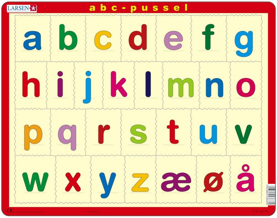 Larsen Rahmenpuzzle - Das Alphabet (auf Norwegisch) 26 Teile Puzzle Larsen-LS33 von Larsen