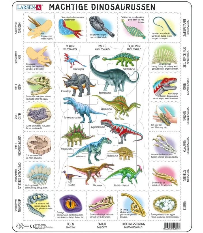 Larsen Rahmenpuzzle - Dinosaurier (auf Niederländisch) 35 Teile Puzzle Larsen-HL9-NL von Larsen
