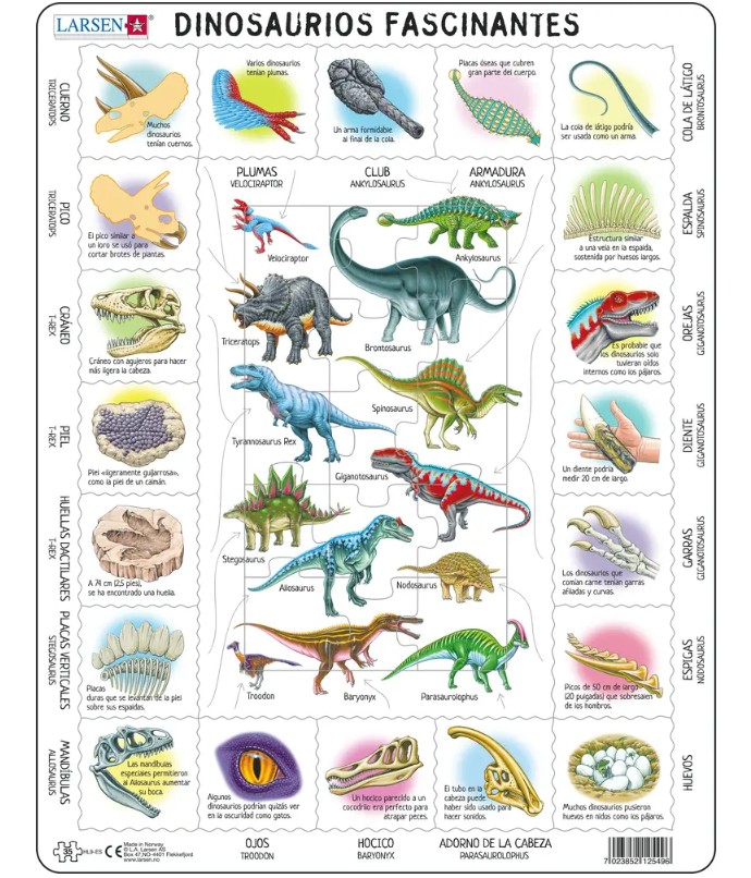 Larsen Rahmenpuzzle - Dinosaurier (auf Spanisch) 35 Teile Puzzle Larsen-HL9-ES von Larsen