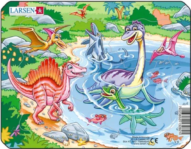 Larsen Rahmenpuzzle - Dinosaurier 7 Teile Puzzle Larsen-V6-1 von Larsen