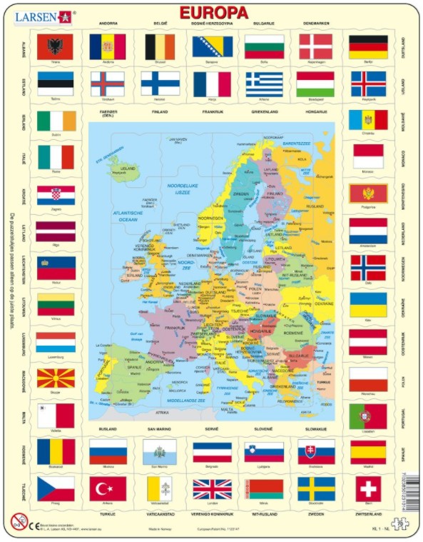 Larsen Rahmenpuzzle - Europa (Holländisch) 70 Teile Puzzle Larsen-KL1-NL von Larsen