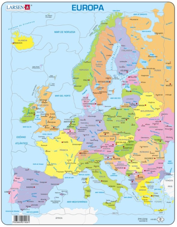 Larsen Rahmenpuzzle - Europa (auf Spanisch) 37 Teile Puzzle Larsen-A8-ES von Larsen