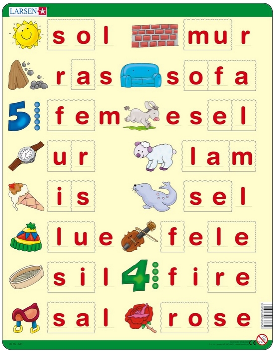 Larsen Rahmenpuzzle - Lær å lese (små bokstaver) (auf Norwegisch) 22 Teile Puzzle Larsen-LS35 von Larsen