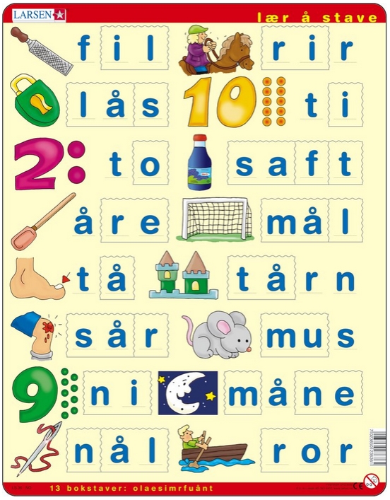 Larsen Rahmenpuzzle - Lær å lese (små bokstaver) (auf Norwegisch) 23 Teile Puzzle Larsen-LS36 von Larsen
