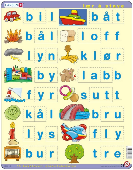 Larsen Rahmenpuzzle - Lær å lese (små bokstaver) (auf Norwegisch) 23 Teile Puzzle Larsen-LS38 von Larsen