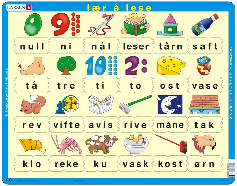 Larsen Rahmenpuzzle - Lær å lese (små bokstaver) (auf Norwegisch) 24 Teile Puzzle Larsen-LS30 von Larsen