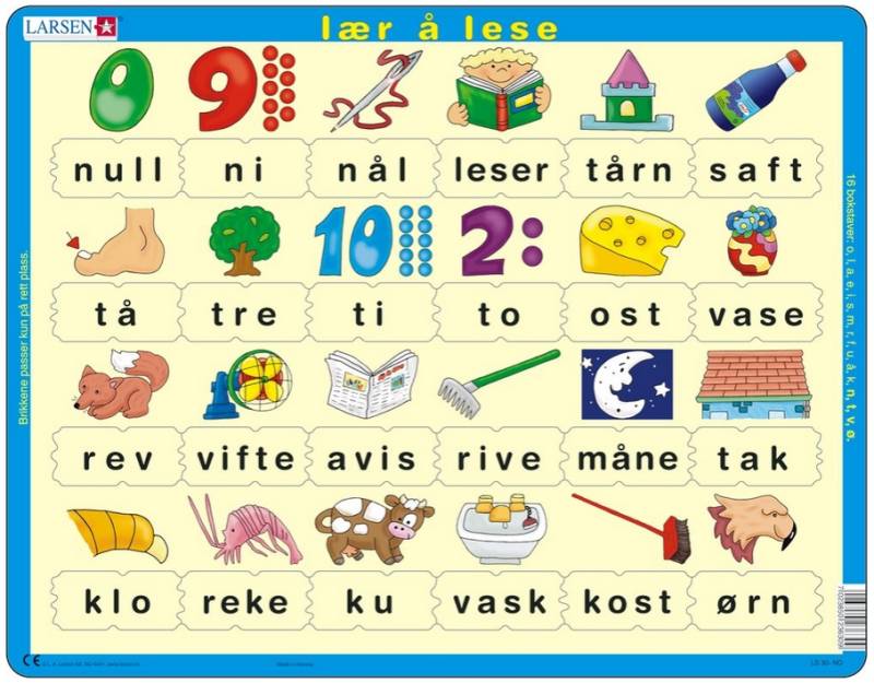 Larsen Rahmenpuzzle - Lær å lese (små bokstaver) (auf Norwegisch) 24 Teile Puzzle Larsen-LS30 von Larsen