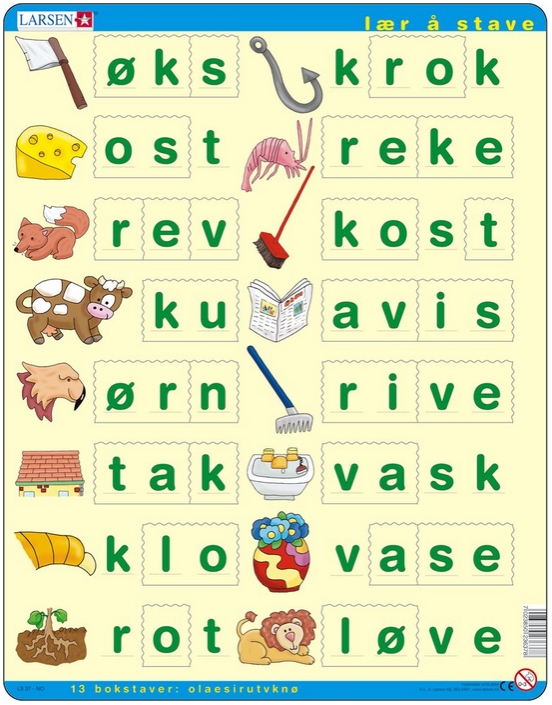 Larsen Rahmenpuzzle - Lær å lese (små bokstaver) (auf Norwegisch) 26 Teile Puzzle Larsen-LS37 von Larsen