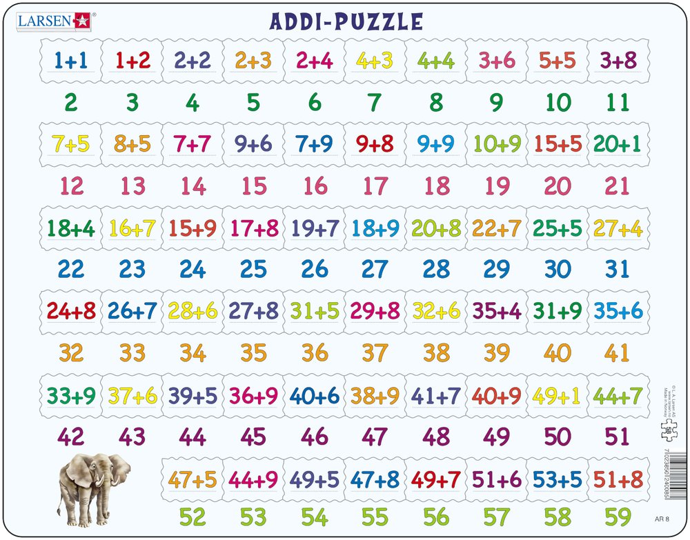 Larsen Rahmenpuzzle - Mathematik: Addition 58 Teile Puzzle Larsen-AR8 Larsen Rahmenpuzzle - Mathematik: Addition 58 Teile Puzzle Larsen-AR8 von Larsen