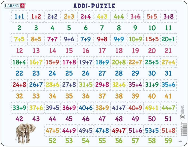 Larsen Rahmenpuzzle - Mathematik: Addition 58 Teile Puzzle Larsen-AR8 von Larsen