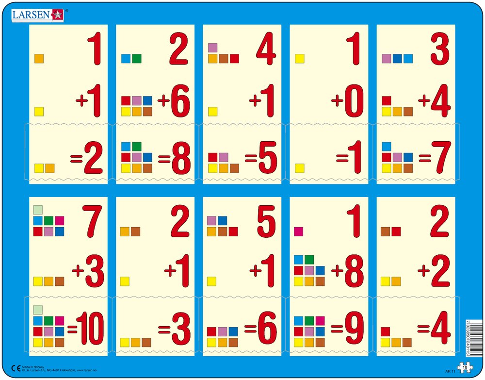 Larsen Rahmenpuzzle - Mathematik: Addition von 1 bis 10 10 Teile Puzzle Larsen-AR11 von Larsen