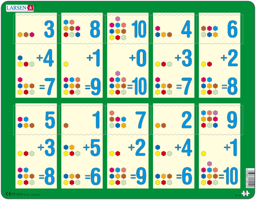 Larsen Rahmenpuzzle - Mathematik: Addition von 1 bis 10 10 Teile Puzzle Larsen-AR12 von Larsen
