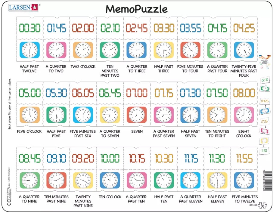 Larsen Rahmenpuzzle - MemoPuzzle (auf Englisch) 54 Teile Puzzle Larsen-GP5-GB von Larsen