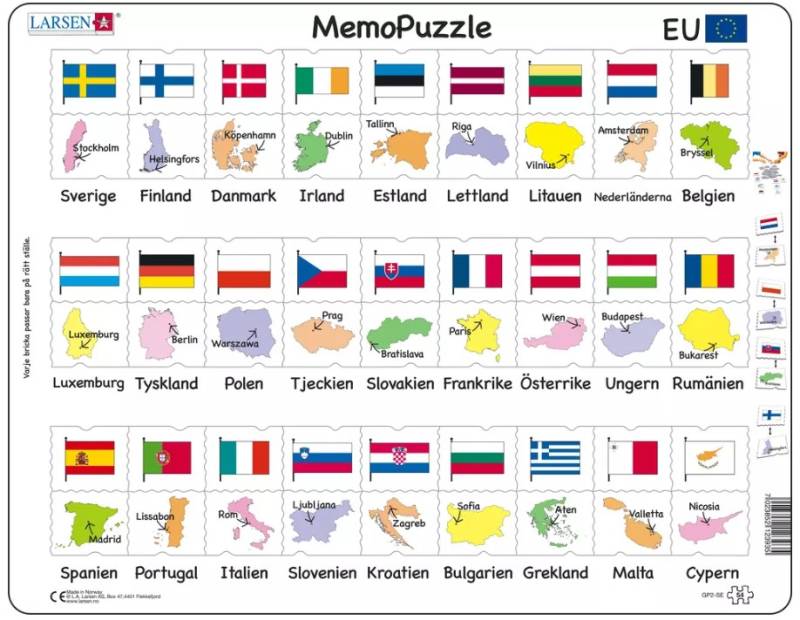 Larsen Rahmenpuzzle - MemoPuzzle (auf Schwedisch) 54 Teile Puzzle Larsen-GP2-SE von Larsen