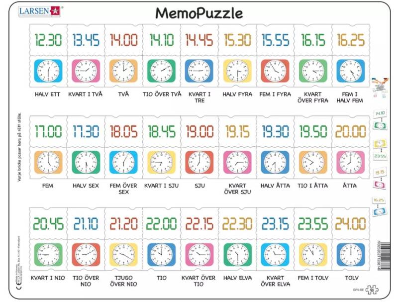 Larsen Rahmenpuzzle - MemoPuzzle (auf Schwedisch) 54 Teile Puzzle Larsen-GP5-SE von Larsen