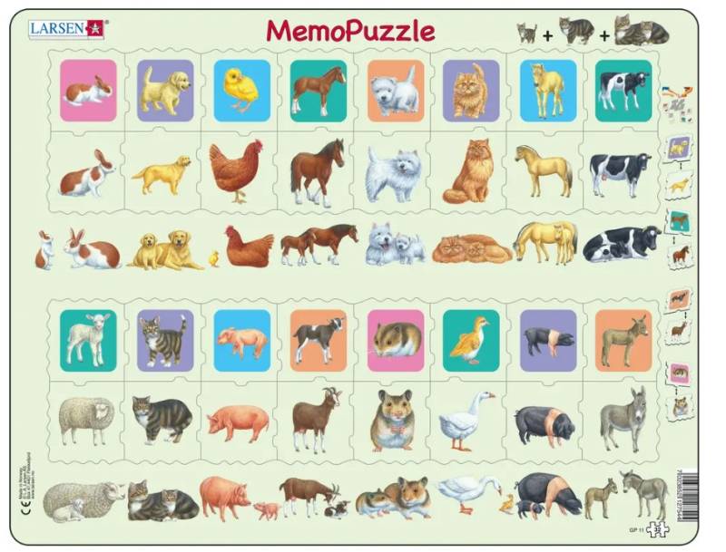Larsen Rahmenpuzzle - MemoPuzzle 32 Teile Puzzle Larsen-GP11 von Larsen