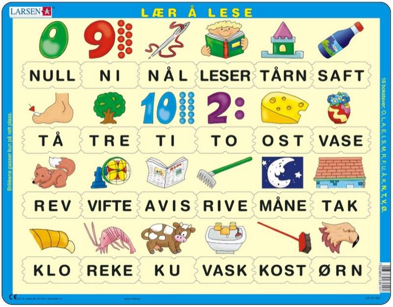 Larsen Rahmenpuzzle - Norwegisch lesen lernen 2 24 Teile Puzzle Larsen-LS10-NO von Larsen