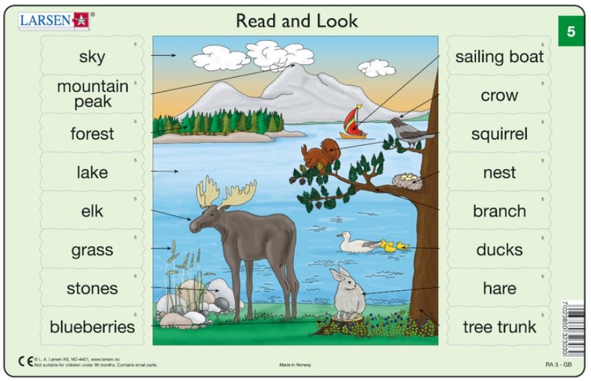 Larsen Rahmenpuzzle - Read and Look 05-06 (auf Englisch) 16 Teile Puzzle Larsen-RA03-EN-5-6 von Larsen