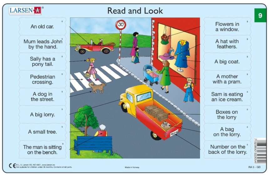 Larsen Rahmenpuzzle - Read and Look 09-10 (auf Englisch) 16 Teile Puzzle Larsen-RA05-EN-9-10 von Larsen