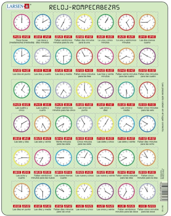 Larsen Rahmenpuzzle - Reloj Rompecabezas (auf Spanisch) 42 Teile Puzzle Larsen-OB7-ES von Larsen