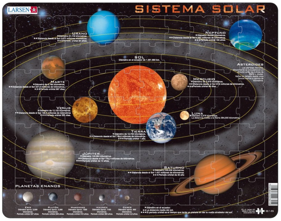 Larsen Rahmenpuzzle - Sistema Solar (auf Spanisch) 70 Teile Puzzle Larsen-SS1-ES von Larsen