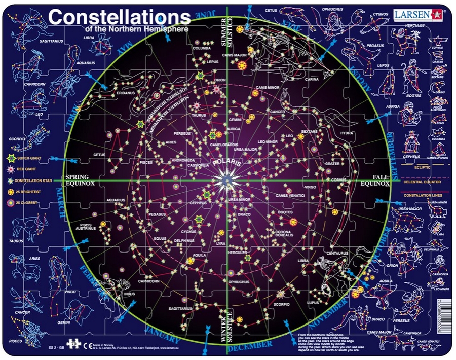 Larsen Rahmenpuzzle - Sternbilder der nördlichen Hemisphäre (auf Englisch) 70 Teile Puzzle Larsen-SS2-GB von Larsen