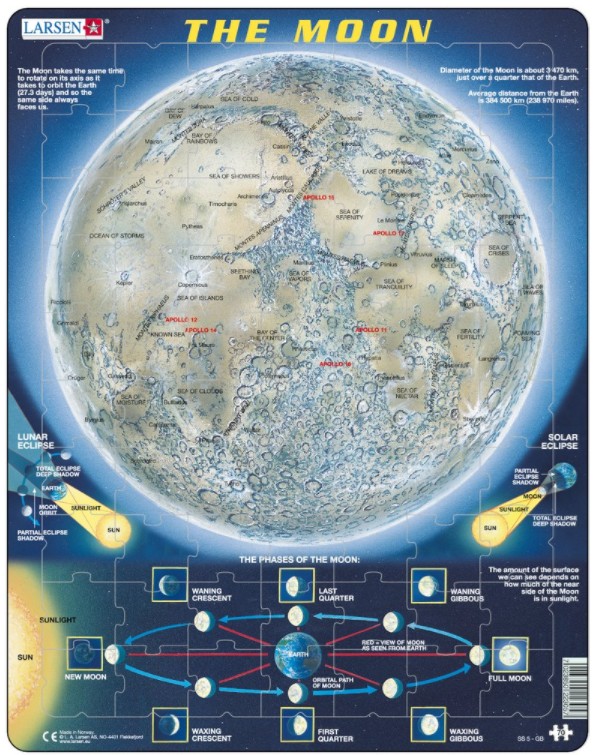 Larsen Rahmenpuzzle - The Moon (auf Englisch) 70 Teile Puzzle Larsen-SS5-GB von Larsen