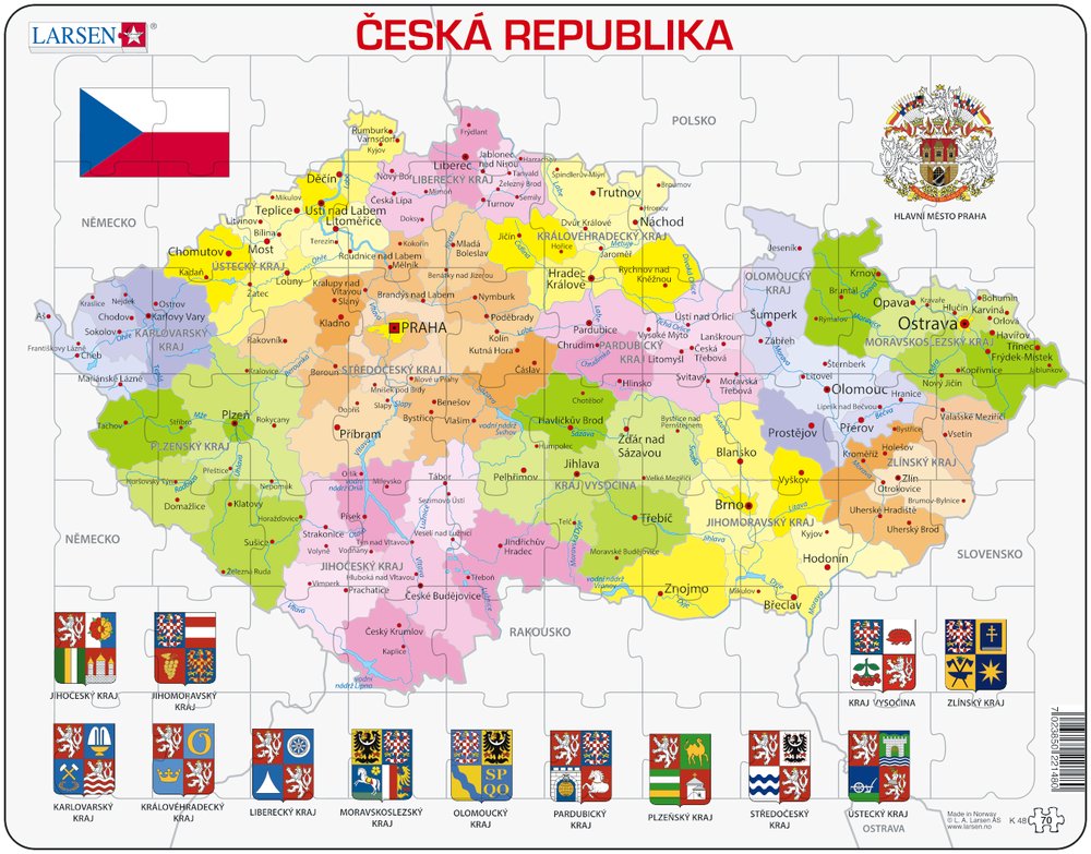 Larsen Rahmenpuzzle - Tschechische Republik (auf Tschechisch) 56 Teile Puzzle Larsen-K48-CZ von Larsen