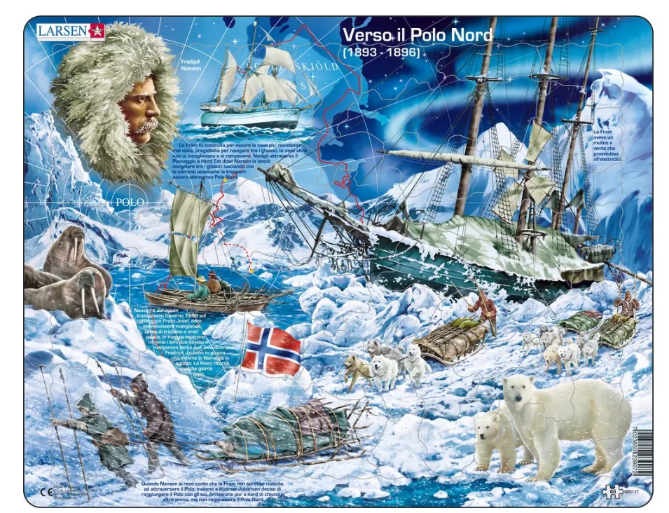 Larsen Rahmenpuzzle - Verso il Polo Nord (auf Italienisch) 65 Teile Puzzle Larsen-NB7-IT von Larsen