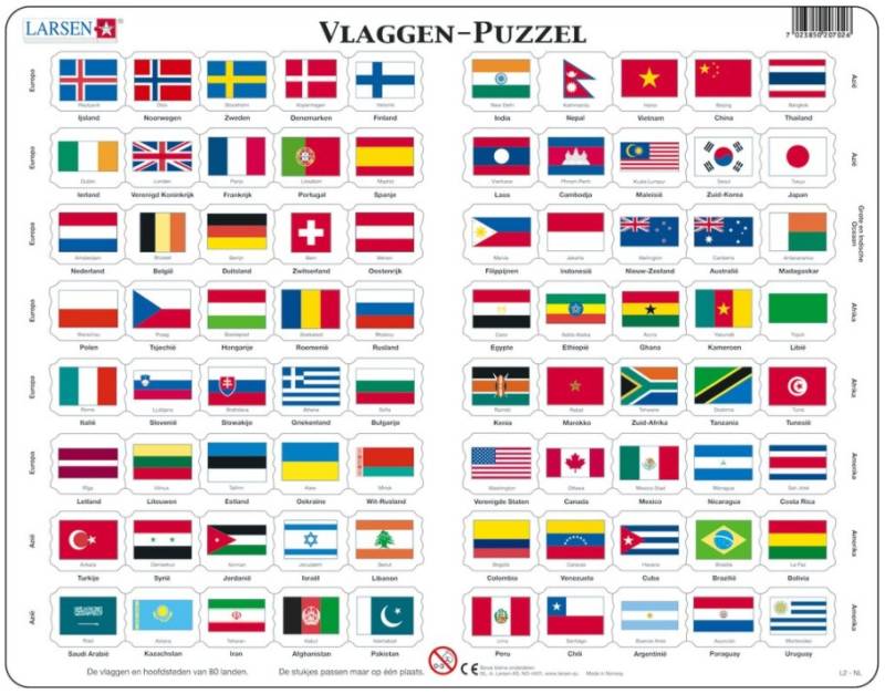 Larsen Rahmenpuzzle - Vlaggen (Holländisch) 80 Teile Puzzle Larsen-L2-NL von Larsen