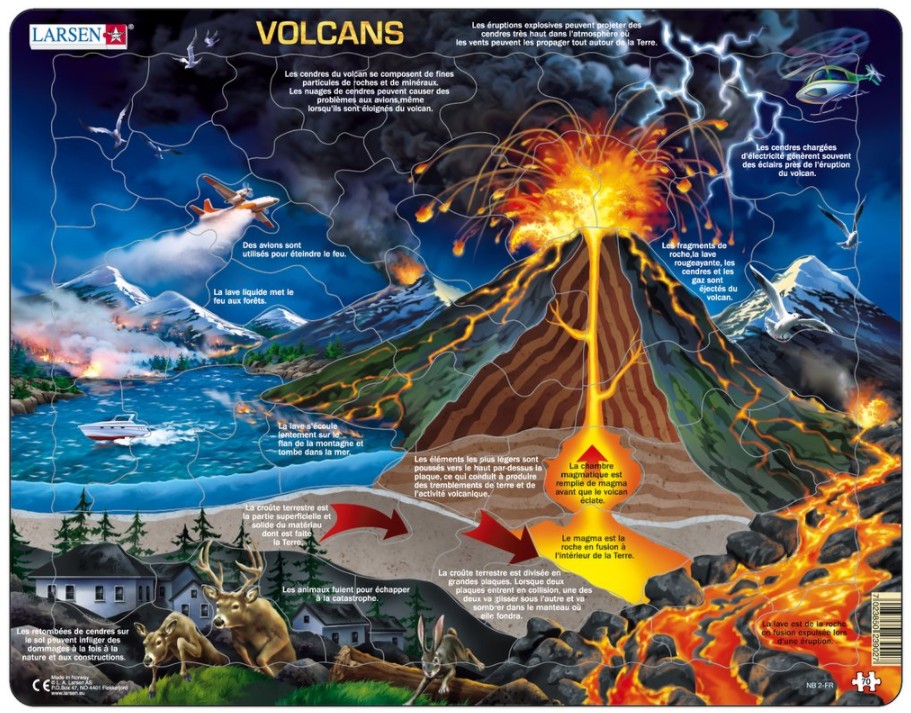 Larsen Rahmenpuzzle - Volcans (auf Französisch) 70 Teile Puzzle Larsen-NB2-FR von Larsen