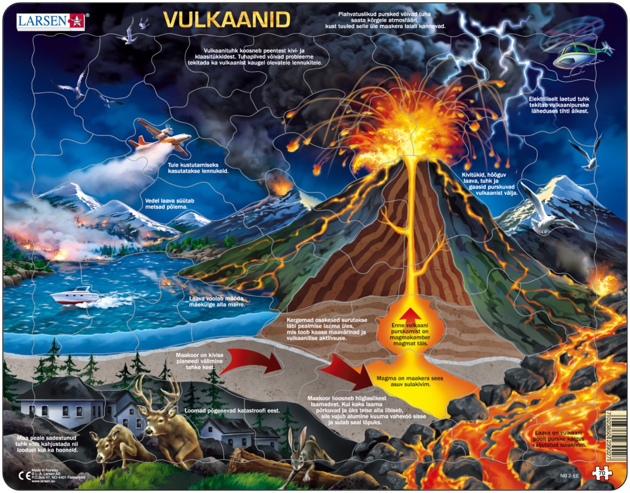 Larsen Rahmenpuzzle - Vulkan (Auf Estnisch) 70 Teile Puzzle Larsen-NB2-EE von Larsen