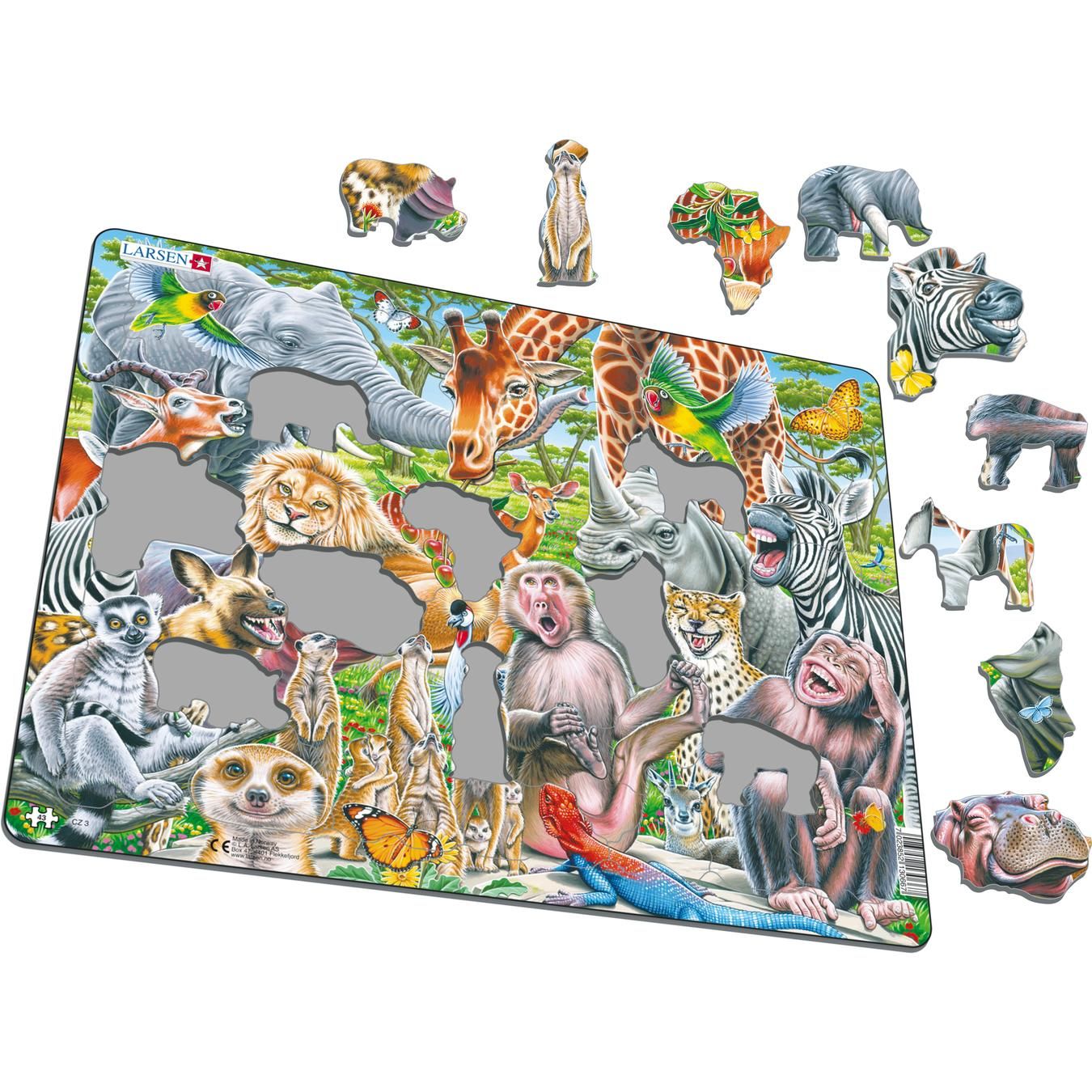 Larsen Selfie Fröhliche afrikanische Tiere Rahmenpuzzle 43 Teile Larsen Selfie Fröhliche afrikanische Tiere Rahmenpuzzle 43 Teile von Larsen