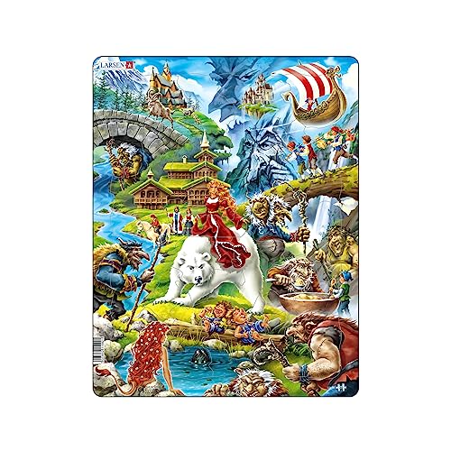 Larsen US23 Rahmenpuzzle für Kinder I Trolle & andere nordische Sagenwesen I Puzzle ab 3 Jahre I Schönes Kinderpuzzle mit 30 Teilen I Spielen & Lernen von Larsen